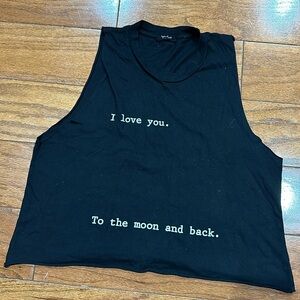 Brandy Melville John Galt “I Love You to Moon and Back” black Tank Top